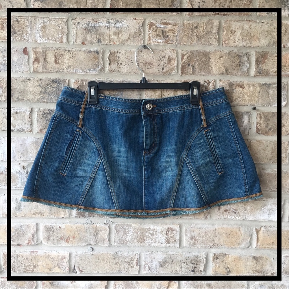 JEAN SKATER MINI SKIRT By NO BOUNDARIES DARK DENIM